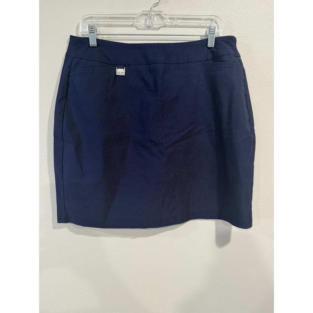 Lulu-B Skirt Women's‎ 14 Blue Nylon Pocket Back Slit Modern Fit Stretch Pull On